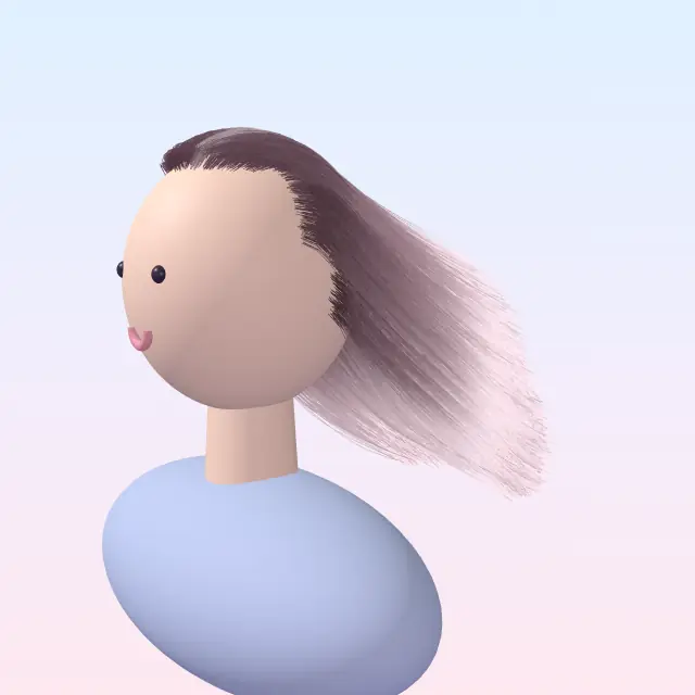 A pastel figure whose long hair streams back in a gusting wind.