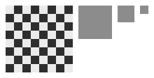 The 8 by 8 checker followed by its three mip levels: a 4 by 4 square, a 2 by 2 square and a single texel, all uniform gray.